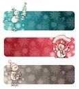 Three chrismas banners with snowmans Royalty Free Stock Photo