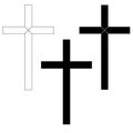 Three Christian crosses, isolated, vector illustration