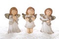 Three christmas angels in white isolated for decoration Royalty Free Stock Photo