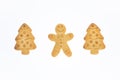 three christmas cookies on a white background Royalty Free Stock Photo