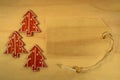 Three Christmas decoration with wooden pricetag