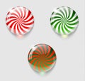 Three christmas glossy buttons