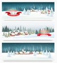 Three christmas holiday landscape banners.