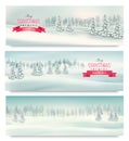 Three christmas landscape banners.