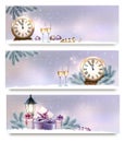 Three Christmas, New Year banners with gift boxes Royalty Free Stock Photo