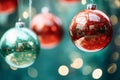 three christmas ornaments hanging from a string Royalty Free Stock Photo