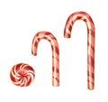 Three Christmas striped caramel canes