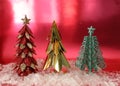 Three Christmas trees with snow white Royalty Free Stock Photo