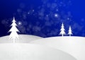 Three Christmas Trees standing a snowy landscape. Royalty Free Stock Photo