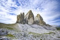 Three cimes, peaks in the Italian Dolomites. .Three cimes, peaks in the Italian Dolomites Royalty Free Stock Photo