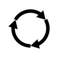 Three circle arrows black icon . Royalty Free Stock Photo