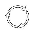 Three circle arrows it is black icon . Royalty Free Stock Photo