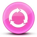 Three circle arrows eyeball glossy elegant pink round button abstract