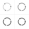 Three circle counter clockwise arrows black icon set . vector illustration isolated on white background.