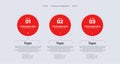 Three circle Options of infographic in red colors templates design, Vector infographics timeline design template, integrated circl