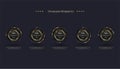 Three circles Business infographic buttons design. A modern options elements with golden stoke on dark background. For finance and