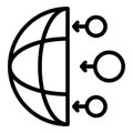 Three circles point half globe icon, outline style Royalty Free Stock Photo