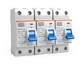 Three Circuit breakers isolated on white