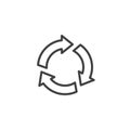 Three circular arrows line icon