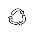 Three circular arrows. Recycling. Vector black and white Royalty Free Stock Photo