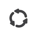 Three circular arrows vector icon