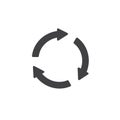 Three circular arrows vector icon