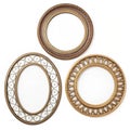 Three Circular Frames with Different Designs isolated on white background