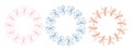 Three circular frames made of bows in pink, blue, and orange delineations forming whimsical decorations Royalty Free Stock Photo