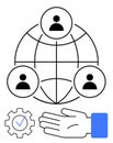 Teamwork and Global Collaboration with Hand Gesturing Support and Gear Checkmark