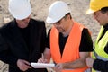 Civil engineers writing on a notebook