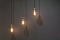 Three classic Edison lights bulb isolated on black background with space Royalty Free Stock Photo
