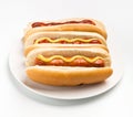 Three Classic Hotdogs Royalty Free Stock Photo