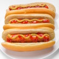 Three classic hotdogs