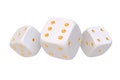 White Dice with Golden Pips isolated on white background Royalty Free Stock Photo