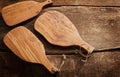 Three clean empty wooden chopping boards