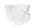 Three clean styrofoam cups on white background