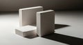 Minimalist White Geometric Pedestals with Dramatic Shadows Royalty Free Stock Photo