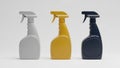 Three cleaning spray bottles isolated on white background Royalty Free Stock Photo