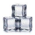 Three clear ice cubes with water droplets Royalty Free Stock Photo