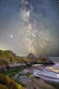 Three Cliffs Bay, The Gower, South Wales with the Milky Way Core