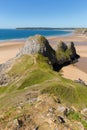 Three Cliffs Bay the Gower Wales uk in summer sunshine Royalty Free Stock Photo