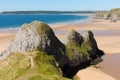 Three Cliffs Bay the Gower Wales uk in summer sunshine Royalty Free Stock Photo