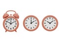Three clocks isolated on white background Royalty Free Stock Photo