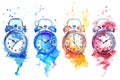Three clocks sitting next to each other, suitable for time management concepts Royalty Free Stock Photo