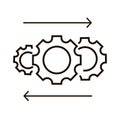 Three clockwise cogwheels vector icon