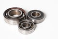 Three close-up bearings on the white background