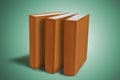 Three Closed big book with hardcover on green gradient background