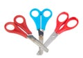 Three closed blue and red scissors for kids on a Royalty Free Stock Photo