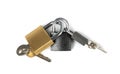 Closed Lock Isolated, Locked Gold Padlock on White Background, Privacy, Security Concept