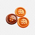 Three cloths button on transparent background Royalty Free Stock Photo